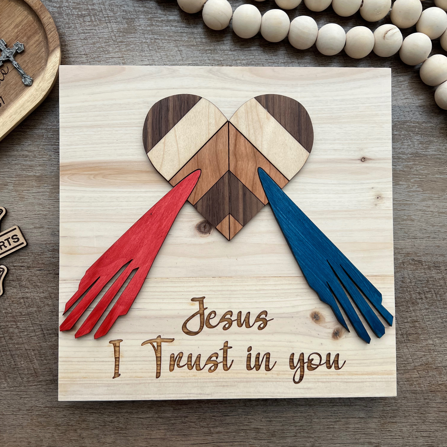 Divine Mercy Barn Quilt Herringbone Wall Art