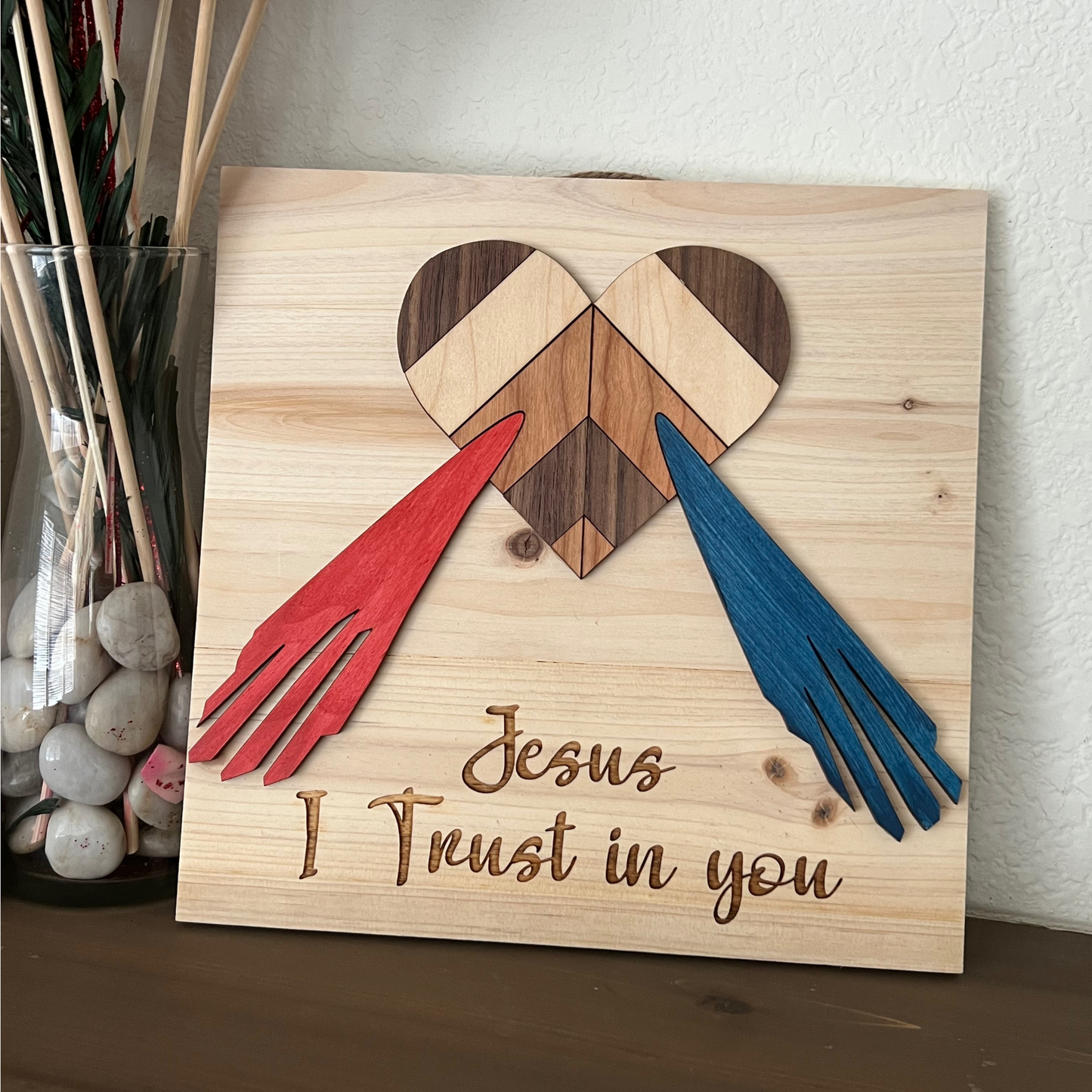 Divine Mercy Barn Quilt Herringbone Wall Art
