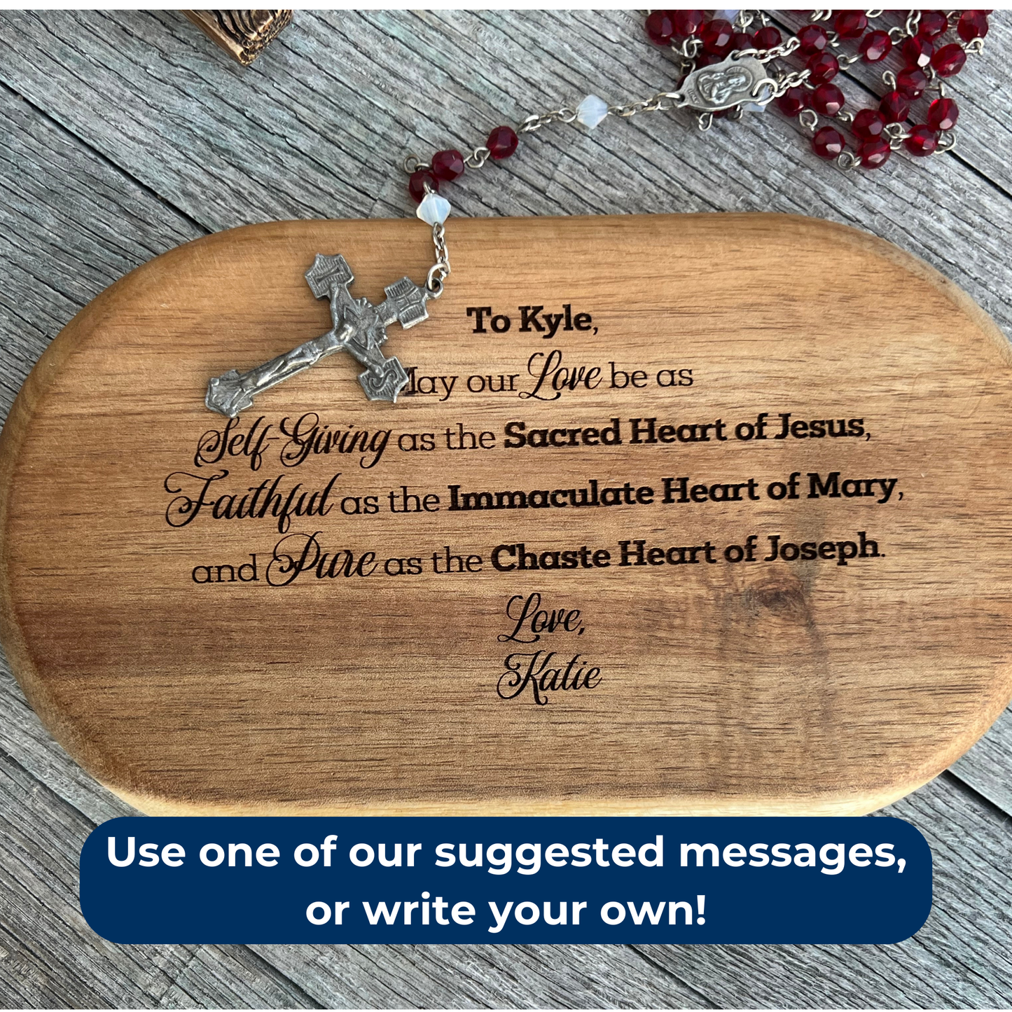 Holy Hearts Customizable Rosary Tray