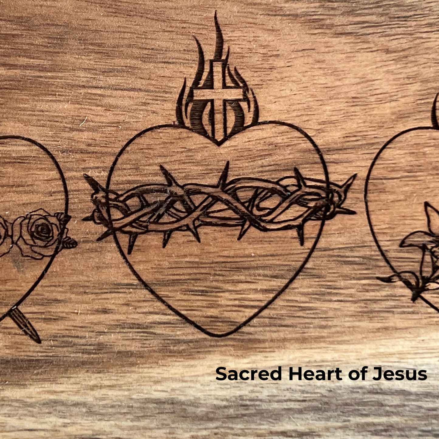 Holy Hearts Customizable Rosary Tray