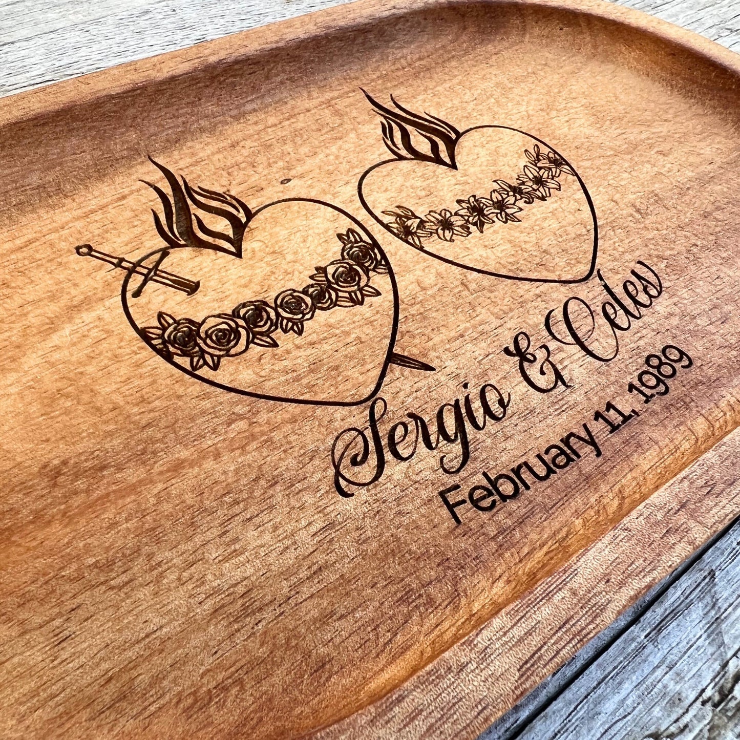 Anniversary Rosary Tray - Holy Hearts