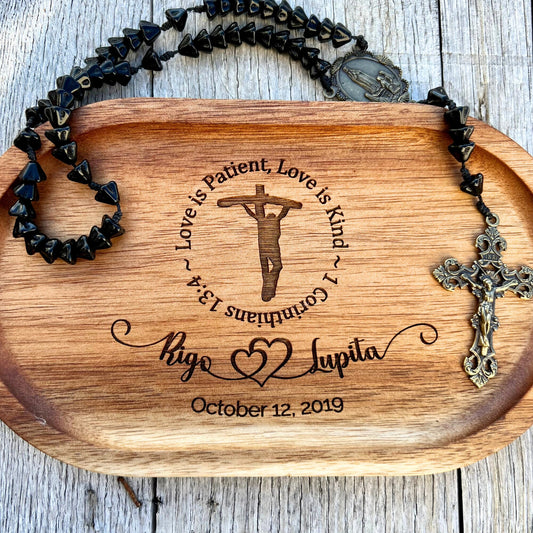 Anniversary Rosary Tray - Love is Patient